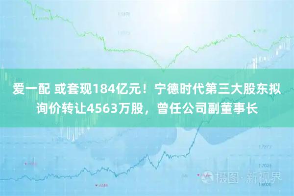 爱一配 或套现184亿元！宁德时代第三大股东拟询价转让4563万股，曾任公司副董事长